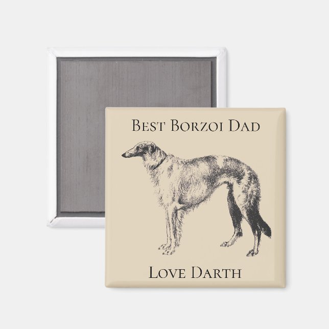 Imán Mejor Papá Borzoi Personalizado (Anverso/Reverso)