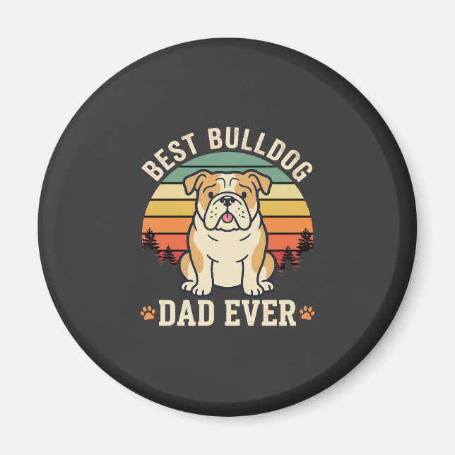 Imán Mejor papá Bulldog Retro Vector (Frente)