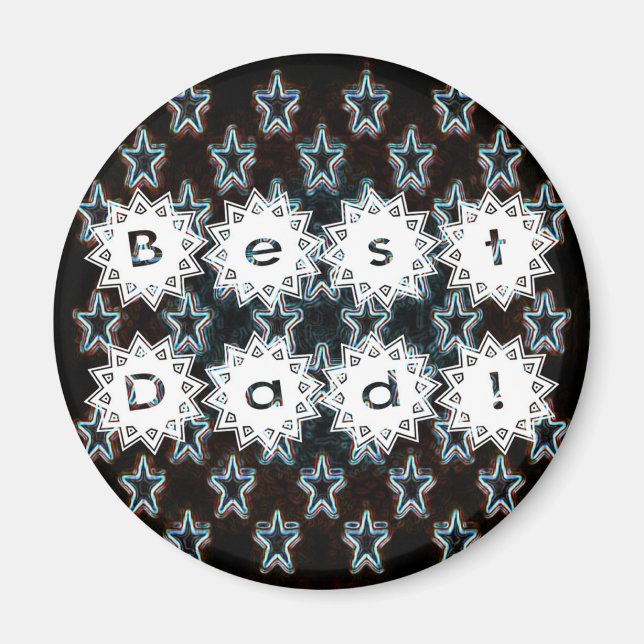 Imán Mejor papá con estrellas de neón (Frente)