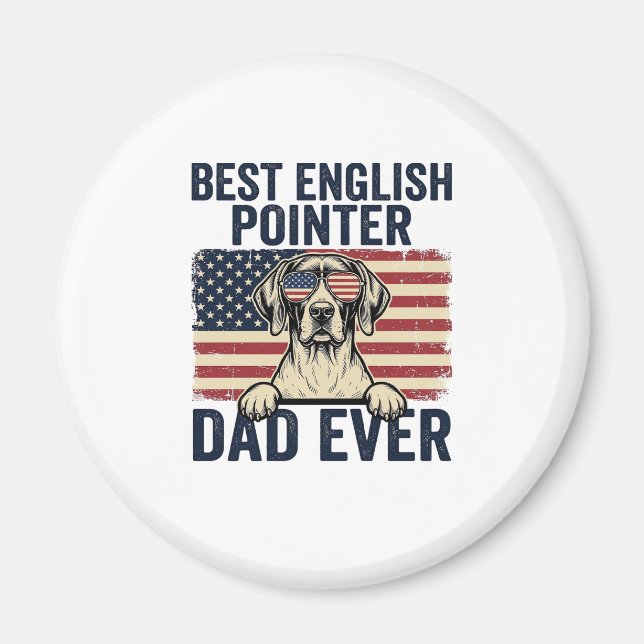 Imán Mejor papá de Pointer inglés patriota perrito (Frente)