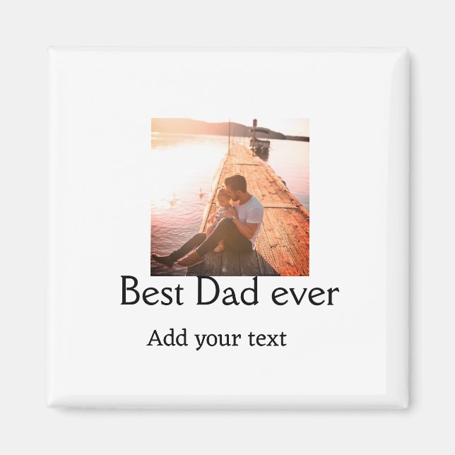 Imán Mejor papá jamás agregar nombre imagen padres día  (Frente)