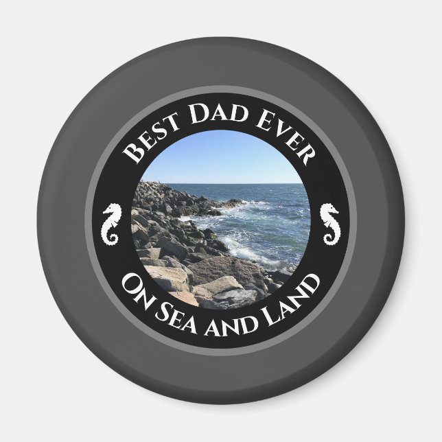 Imán Mejor Papá Jamás Océano Atlántico Azul Mar Rocoso (Frente)