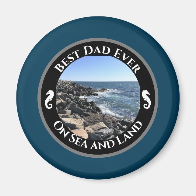 Imán Mejor Papá Jamás Océano Atlántico Azul Mar Rocoso (Frente)