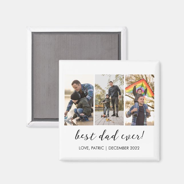 Imán Mejor Papá Recuerdo Multi Foto (Anverso/Reverso)