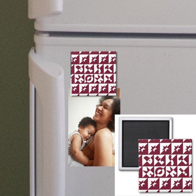 Imán Mejor patrón de mamá rojo y blanco con estrellas (Subido por el creador)