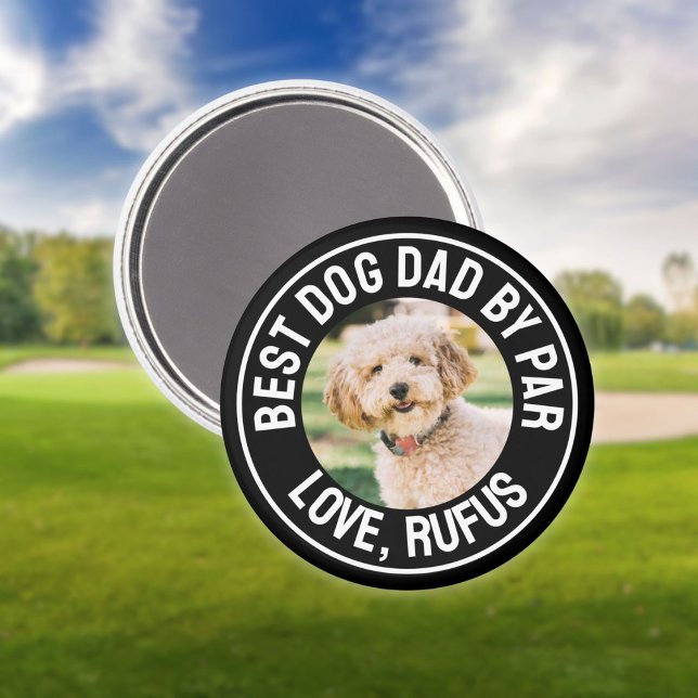 Imán Mejor Perro Divertido Papá Por Foto De Par (Fun Best Dog Dad By Par Photo Magnet)