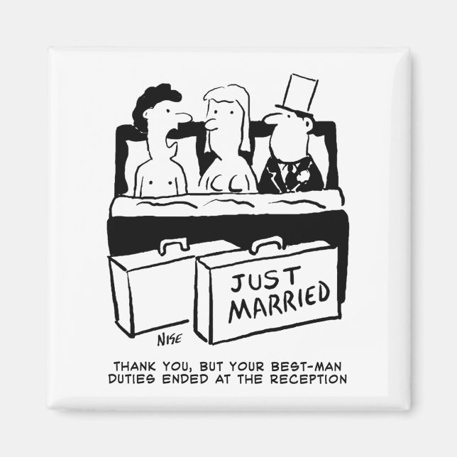 Imán Mejor regalo para hombre - Noche Boda con novia y  (Frente)