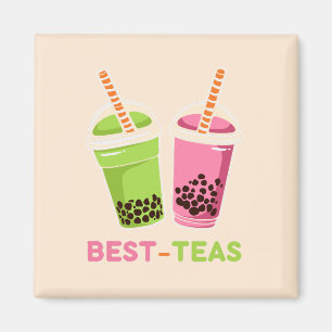 Imán Mejor té kawaii boba burbuja perla té amigo rosado