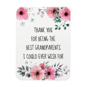 Imán Mejores Abuelos Cita Acuarela Floral Rosa