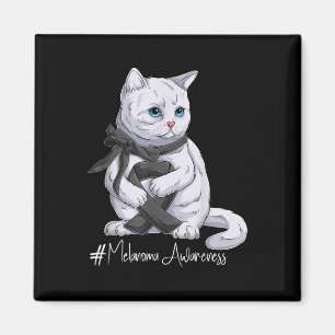 Imán Melanoma Mes de Conciencia Gato Cinta Negra