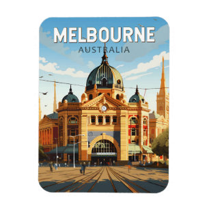 Imán Melbourne Australia Viaje al arte Vintage
