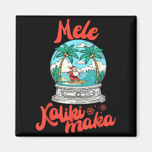 Imán Mele Kalikimaka Bola de Nieve Santa Vintage Hawaia