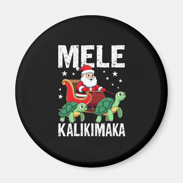 Imán Mele Kalikimaka Christmas Shirt � Santa Sleigh Sea (Frente)