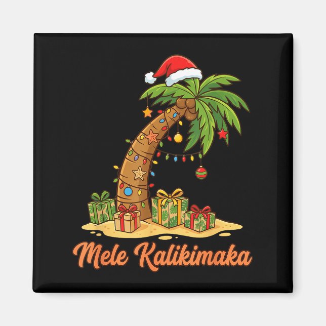 Imán Mele Kalikimaka Hawaiian Christmas Palm Trees  (Frente)