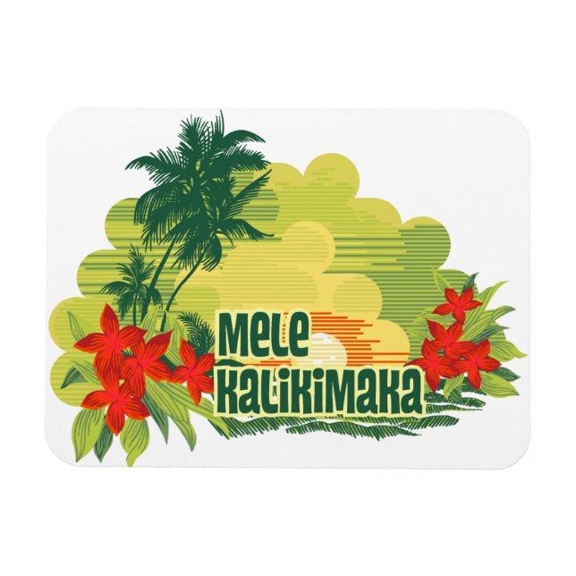 Imán Mele Kalikimaka Navidades de la Isla Tropical de H (Horizontal)