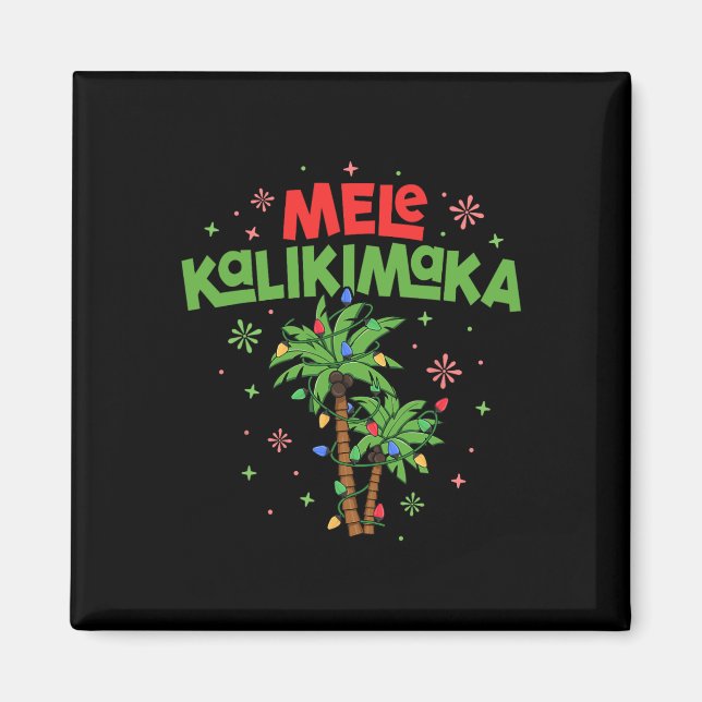 Imán Mele Kalikimaka Navidades hawaianos con luz de árb (Frente)