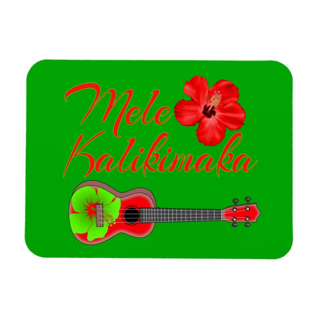 Imán Mele Kalikimaka Ukulele (Horizontal)
