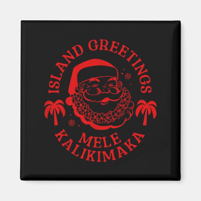 Imán Mele Kalikimaka Vintage Santa Family Hawaiian Chri (Frente)