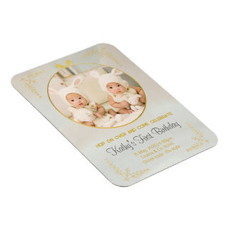 Imán mellizos invitaciones para el primer cumpleaños