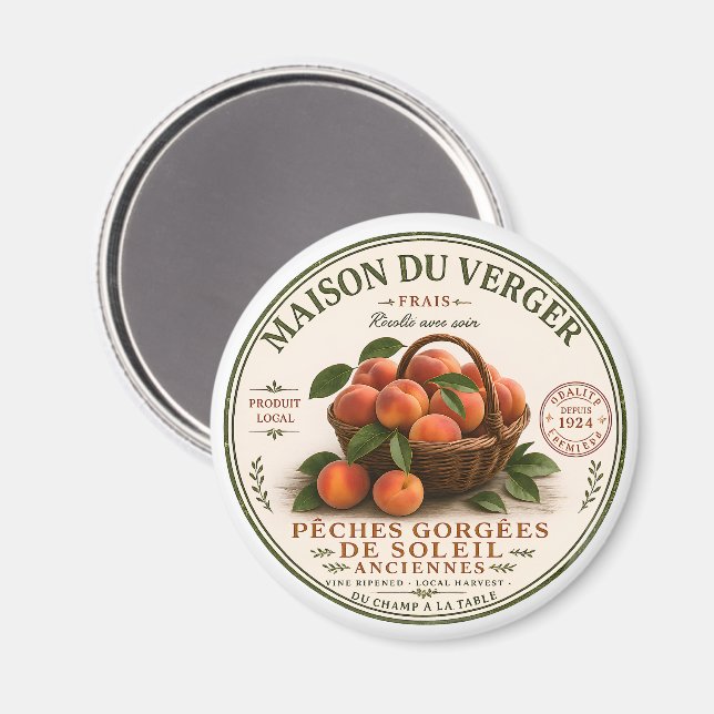 Imán Melocotones de Mercadillo Francés Vintage (Anverso/Reverso)