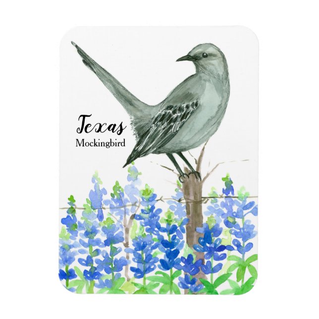 Imán Melodía de flores de azul de Texas Souvenir (Vertical)