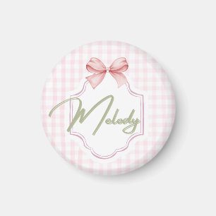 Imán Melody Baby Nursery Bow&Gingham personalizado