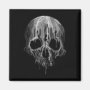 Imán Melting Skull Black White Art Grapheen