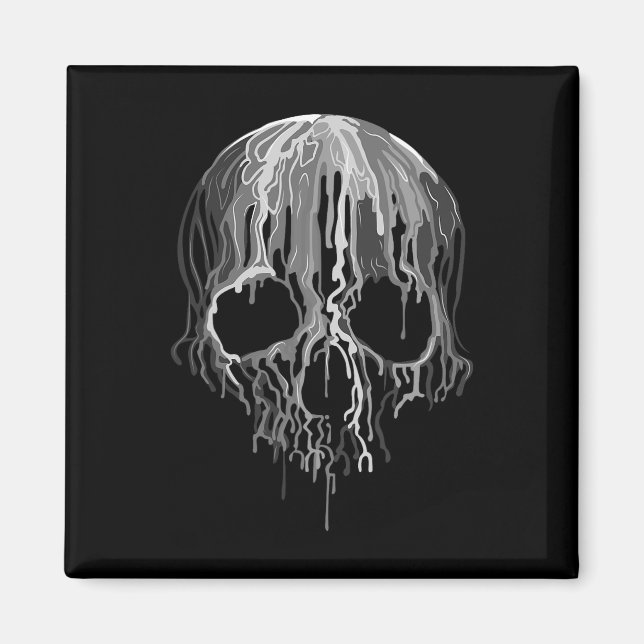 Imán Melting Skull Black White Art Grapheen (Frente)