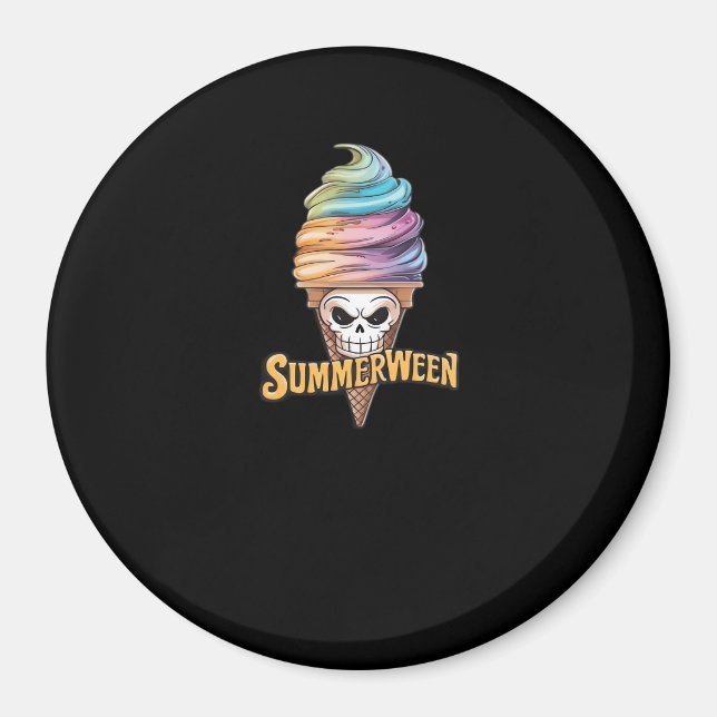 Imán Meme clásico de Summerween IceCream Skeleton (Frente)