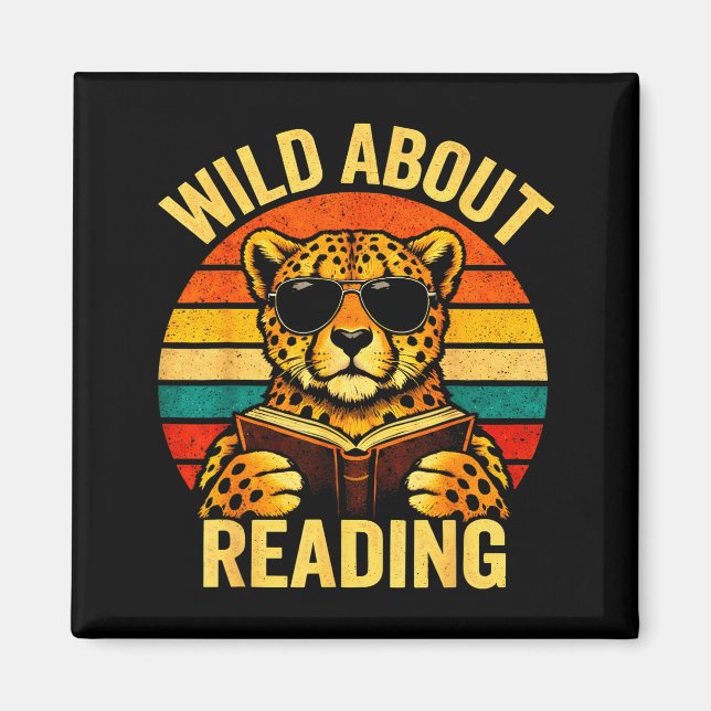 Imán Meme de animal divertido salvaje sobre leer libro  (Frente)