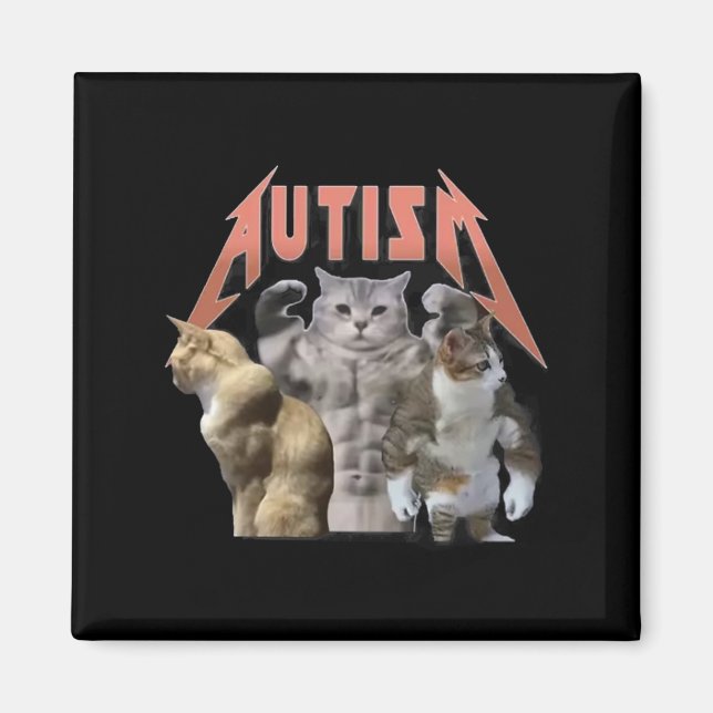 Imán Meme de autismo de los gatos buff (Frente)