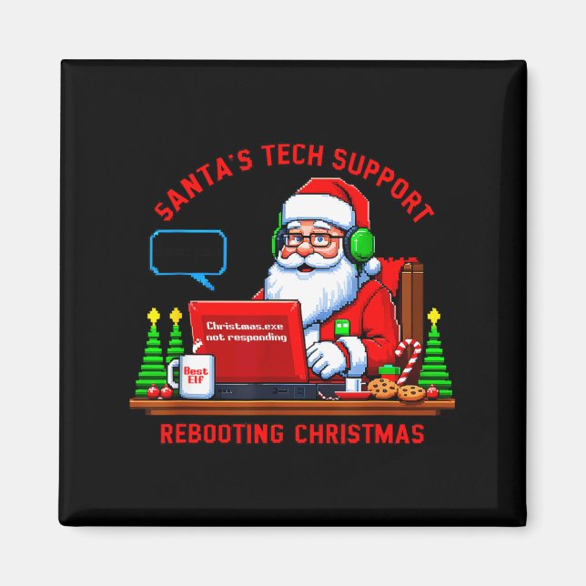 Imán Meme de computadora divertido Santa técnico de sop (Frente)
