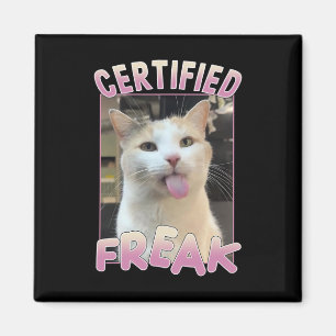 Imán Meme de gato Freak Cute certificado ama a los anim
