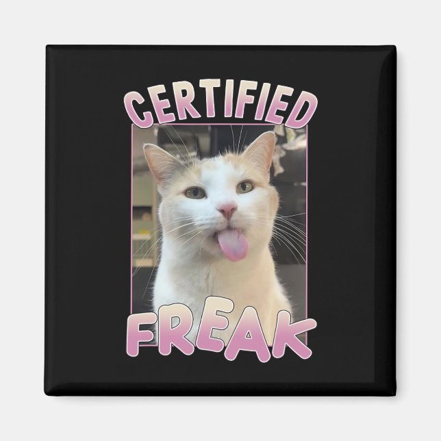 Imán Meme de gato Freak Cute certificado ama a los anim (Frente)