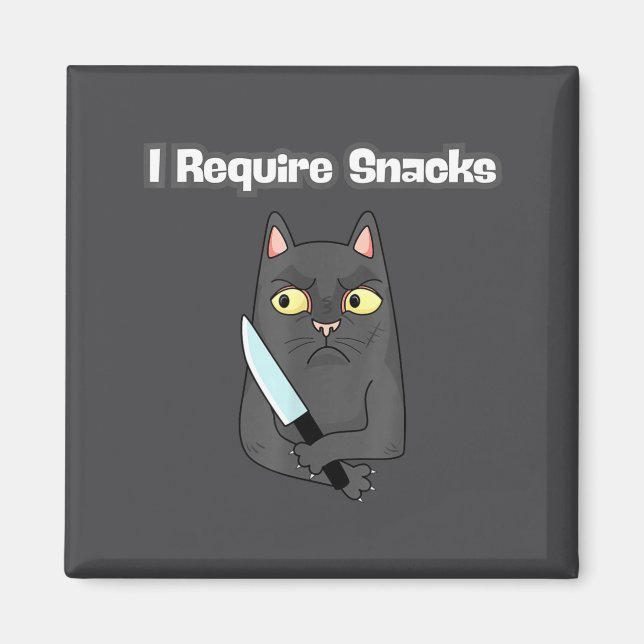 Imán Meme de Gato Mujer Requiere Snacks (Frente)