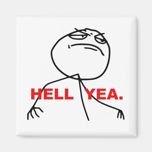 Imán Meme de Hell Yea Rage Face (Frente)