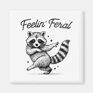 Imán Meme de Mapache Vintage Sintiendo Feral Divertido
