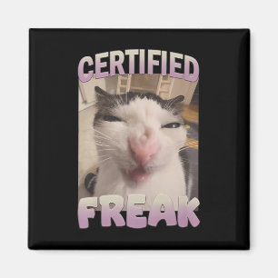 Imán Meme de meme de gato Freak certificado Memes ofens