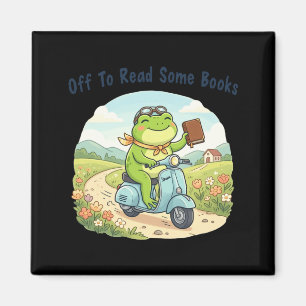 Imán Meme de rana divertida se va a leer algunos libros