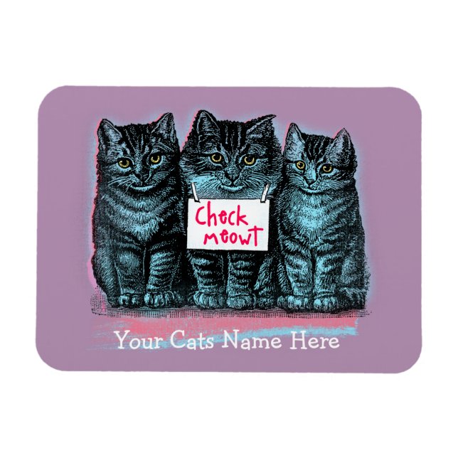 Imán Meme del gato del personalizable 'Check Meowt' (Horizontal)