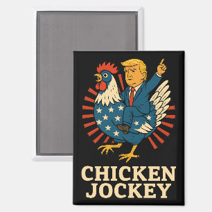 Imán Meme divertido de Jockey sobre pollo Trump