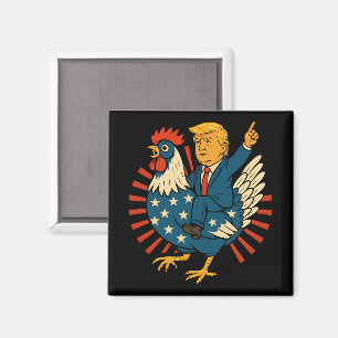 Imán Meme divertido de Jockey sobre pollo Trump