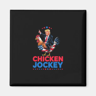Imán Meme divertido de Trump jinete de pollo