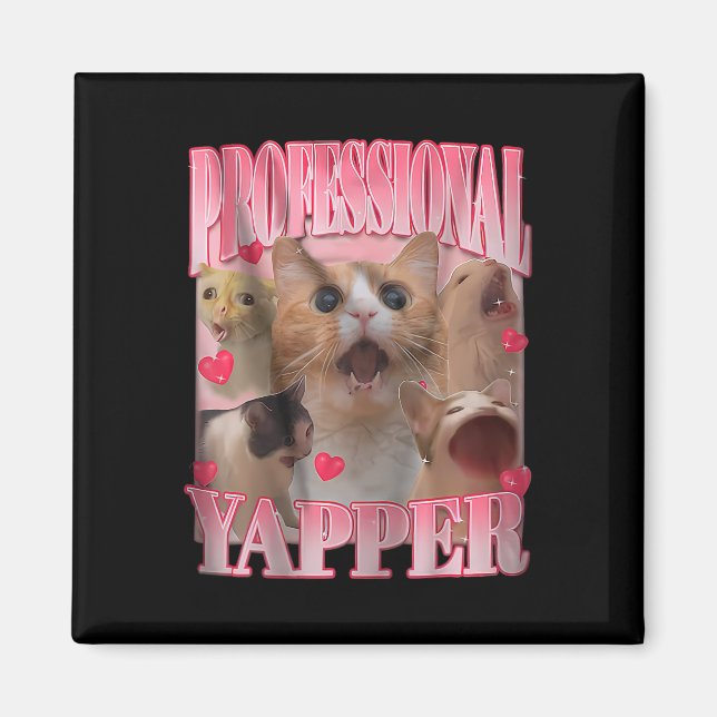 Imán Meme divertido de yapper Cat profesional (Frente)