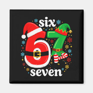 Imán Meme Divertido Seis Siete 67 Elfo 6 7 Santa Navida