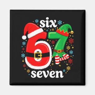 Imán Meme Divertido Seis Siete 67 Elfo 6 7 Santa Navida