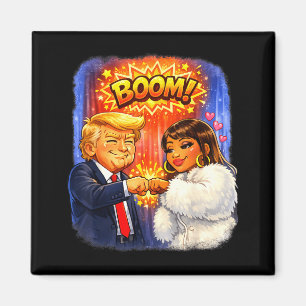 Imán Meme divertido trump y nicki se dan la mano en alt