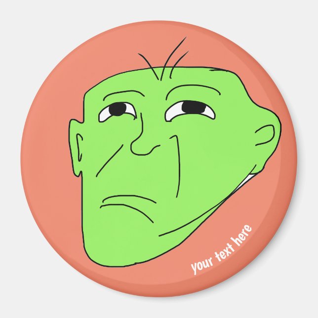 Imán meme editable cara verde malvada (Frente)