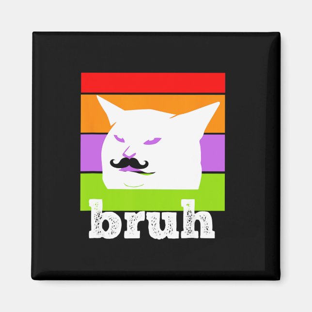 Imán Meme gracioso que dice Bruh con Cat-Cinco De Mayo- (Frente)