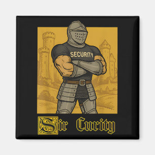 Imán Meme medieval de Sir Curity Funny Security Pun Kni